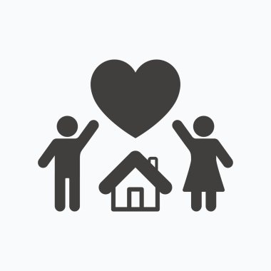 Aile simgesi. Baba, anne ve çocuk işareti.