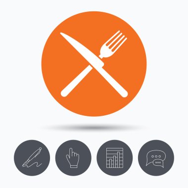 Çatal ve bıçak simgeler. Çatal bıçak takımı işareti.