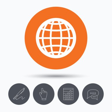 Küre simgesi. Dünya ya da Internet işareti.