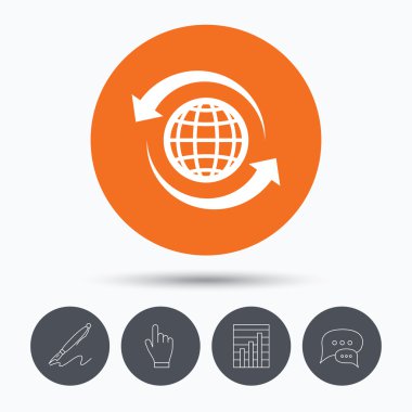 Küre simgesi. Dünya ya da Internet işareti.