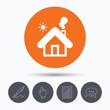 Ev simgesini. Ev bina oturum.