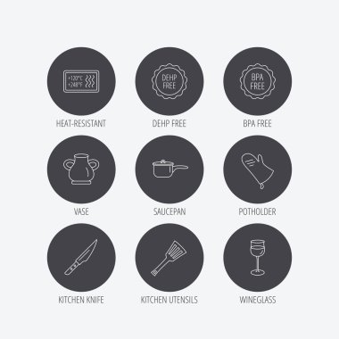 Tencere, potholder ve bardağı simgeleri.