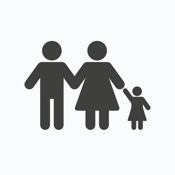 Icône familiale. Père, mère et enfant signe . — Image vectorielle