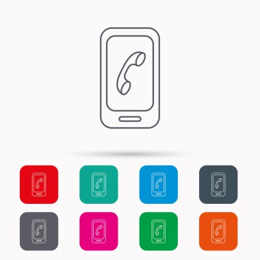 Akıllı telefon simgesi. Cep telefonu dokunmatik ekran işareti ile.