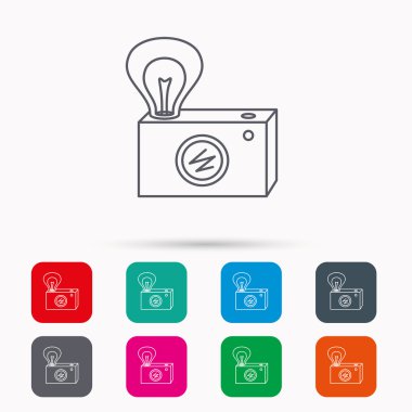 Retro fotoğraf kamera simgesi. Fotoğrafçı ekipman.