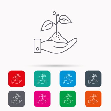 Doğa simge kaydetmek. El bitki Filiz işareti ile.