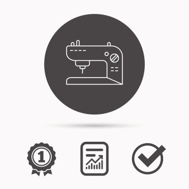 Dikiş makinesi simgesi. Nakış işareti.