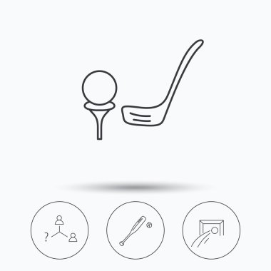 Futbol, golf ve beyzbol simgeleri.