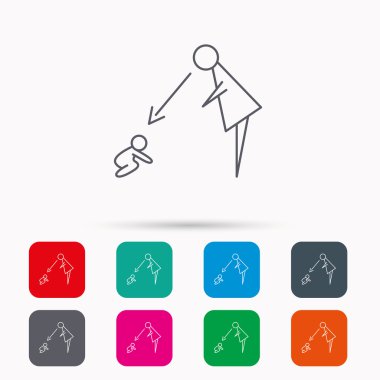 Dadı gözetimi simgesi altında. İşareti Bebek Bakımı.