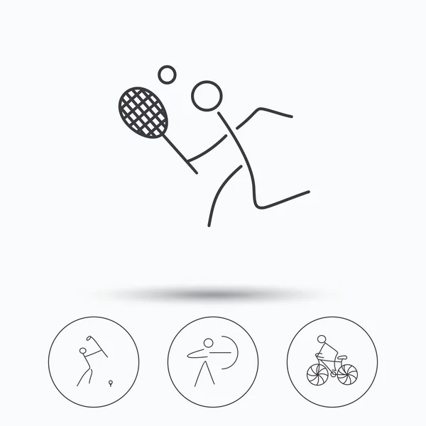 Cykloturistika, tenis a golf ikony. — Stockový vektor
