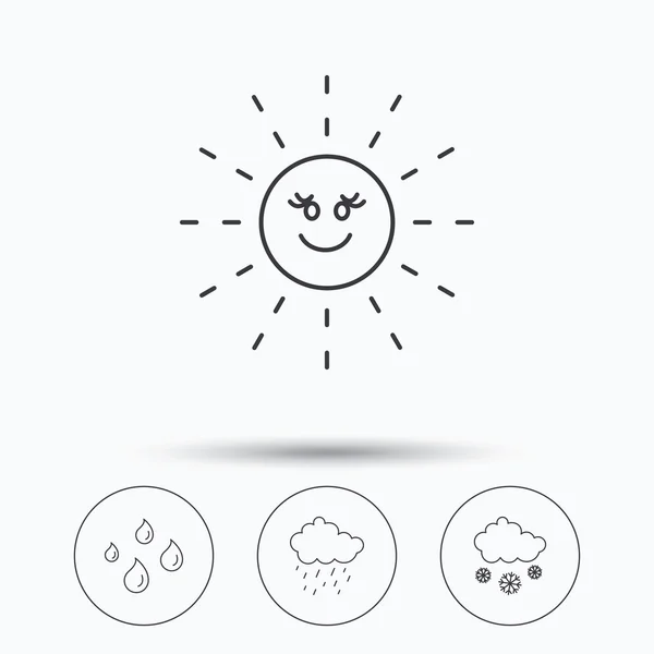 Icônes météo, soleil et pluie. Neige . — Image vectorielle