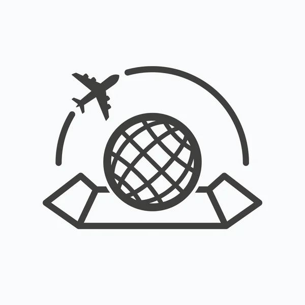 世界地図のアイコン。飛行機旅行の記号. — ストックベクタ