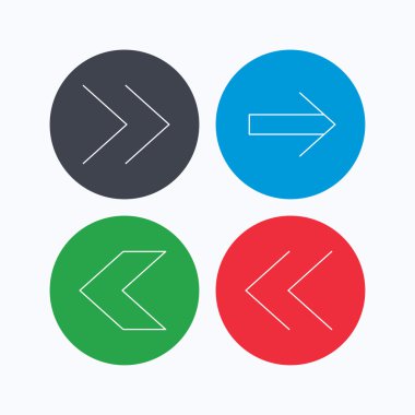 Oklar simgeler. Geri ileri, lineer işaretler.