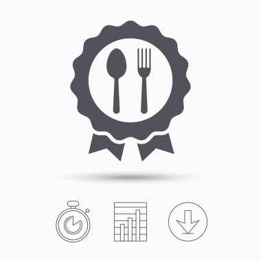 Ödül madalya simgesi. Gıda kazanan amblemi işareti.