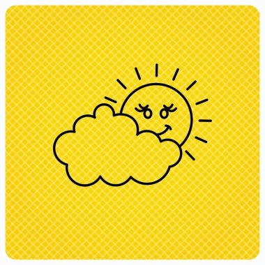 Bulutlu gün güneş simgesi olan. Bulutlu hava işareti.