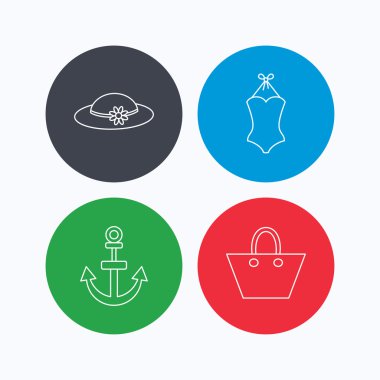 Çapa, bayanlar çanta ve mayo simgeleri.