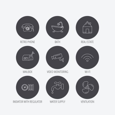 WiFi, video kamera ve posta kutusu simgeleri.