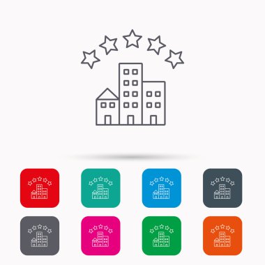 Hotel Icon. Beş yıldız işareti hizmet.