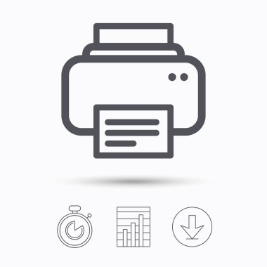 Yazıcı simgesi. Baskı teknolojisi işareti Makaleler.
