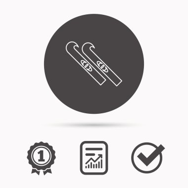 Kayak simgesi. Kayaklar işareti.