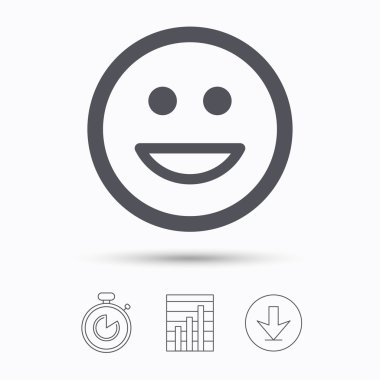 Mutlu gülümseme simgesi. Smiley kahkaha ifade işareti.