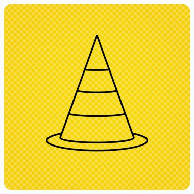 Trafik koni simgesi. Yol uyarı işareti.