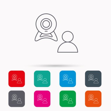 Görüntülü sohbet simgesi. Webcam sohbet işareti.