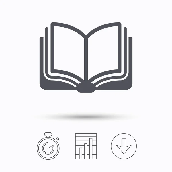 Icono del libro. Signo de literatura de estudio . — Vector de stock