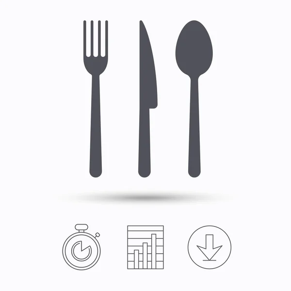 Fork, knife and spoon icons. Cutlery sign. — Stock Vector