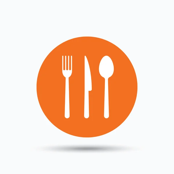Fourchette, couteau et cuillère icônes. Panneau couverts . — Image vectorielle