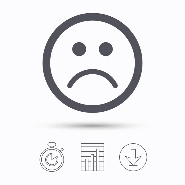 Droevige smiley icoon. Slechte feedback teken. — Stockvector