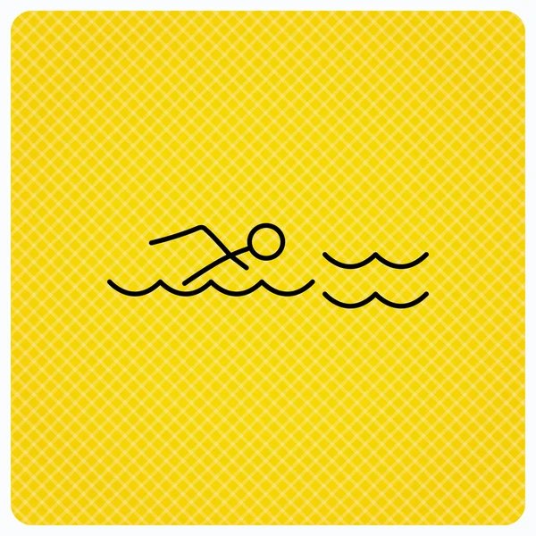 Icono de natación. Nadador en señal de ondas . — Vector de stock