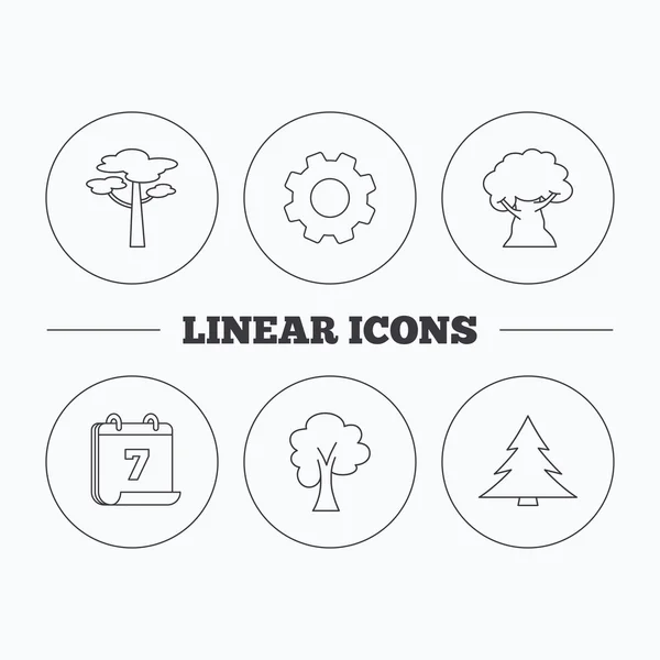 Pine tree, lönn och Ek ikoner. — Stock vektor