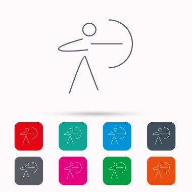 Okçuluk spor idolü. Archer longbow işareti ile.