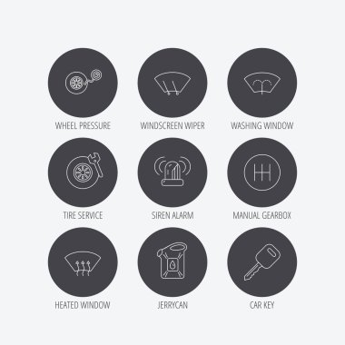 Manuel şanzıman, lastik Servisi ve araba anahtar simgeleri.