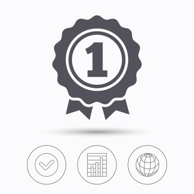 Ödül madalya simgesi. Kazanan amblemi işareti.