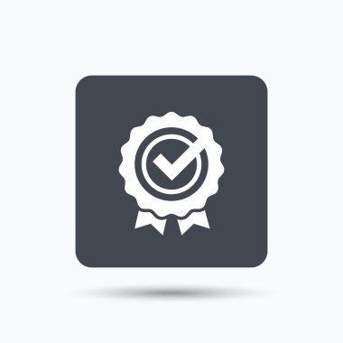 Ödül madalya simgesi. Onay işareti ile kazanan amblemi.