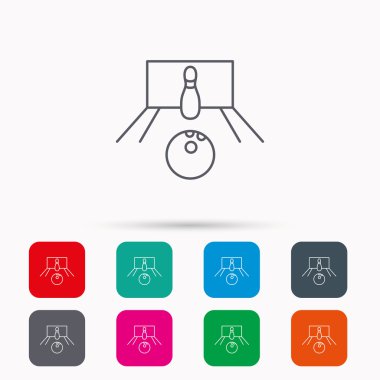 Bowling simgesi. Skittle veya PIN topu işareti ile.