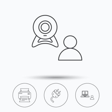 Görüntülü sohbet, yazıcı ve elektrik simgeler takın.