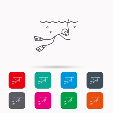 Dalış simgesi. Sualtı tüp işaretiyle Yüzme.