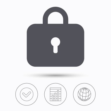 Kilit simgesi. Gizlilik soyunma işareti.