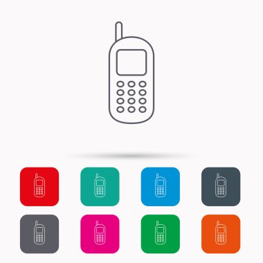 Hareket eden telefon simgesi. Anten işareti ile cep telefonu.