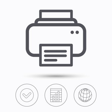 Yazıcı simgesi. Baskı teknolojisi işareti Makaleler.