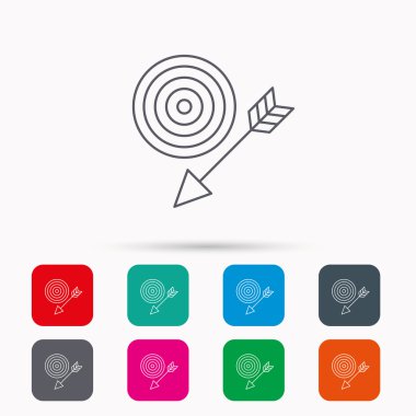 Ok simgesi ile hedef. Dart amaç işareti.