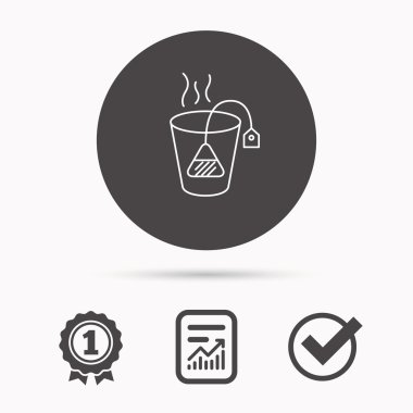 Çay poşeti simgesi. Doğal sıcak içecek işareti.