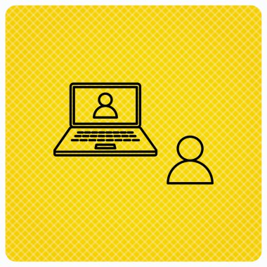 Görüntülü sohbet simgesi. Webcam sohbet işareti.