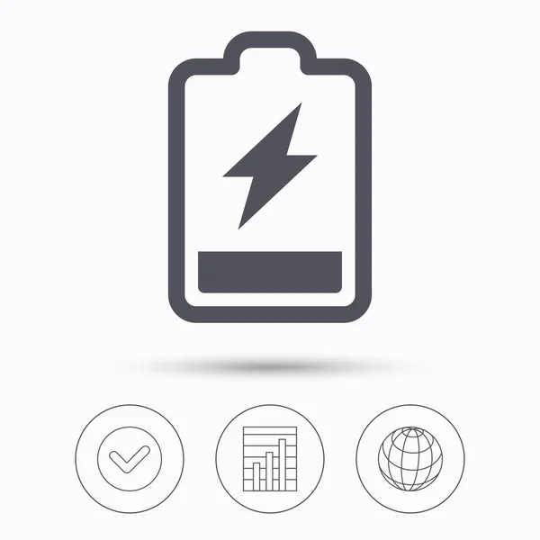 Icône d'alimentation de la batterie. Signe d'accumulateur de charge . — Image vectorielle