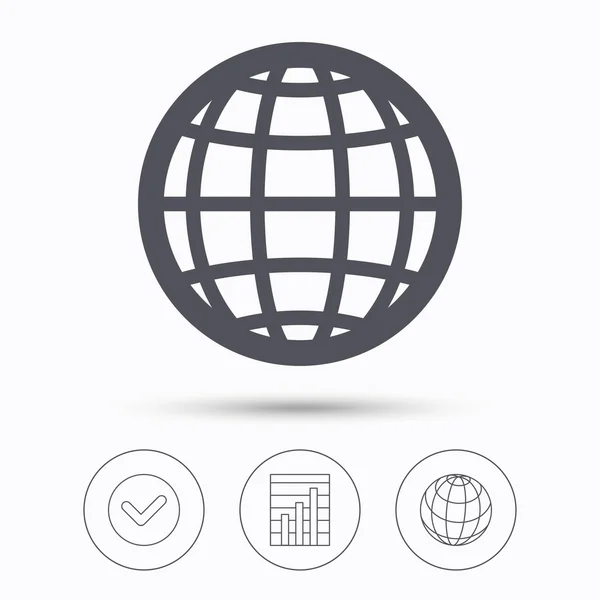 Icono del globo. Signo del mundo o internet . — Vector de stock