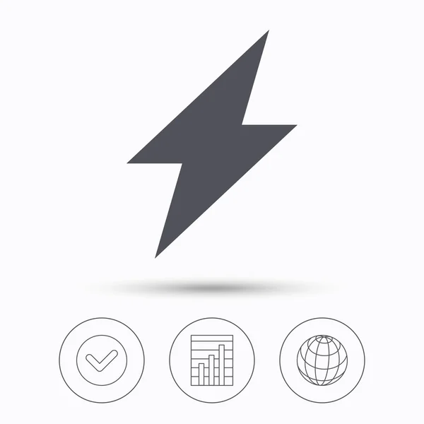 Icono del rayo. Señal de energía eléctrica . — Vector de stock