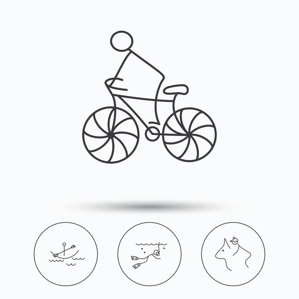 Icônes de plongée, vélo et équitation . — Image vectorielle